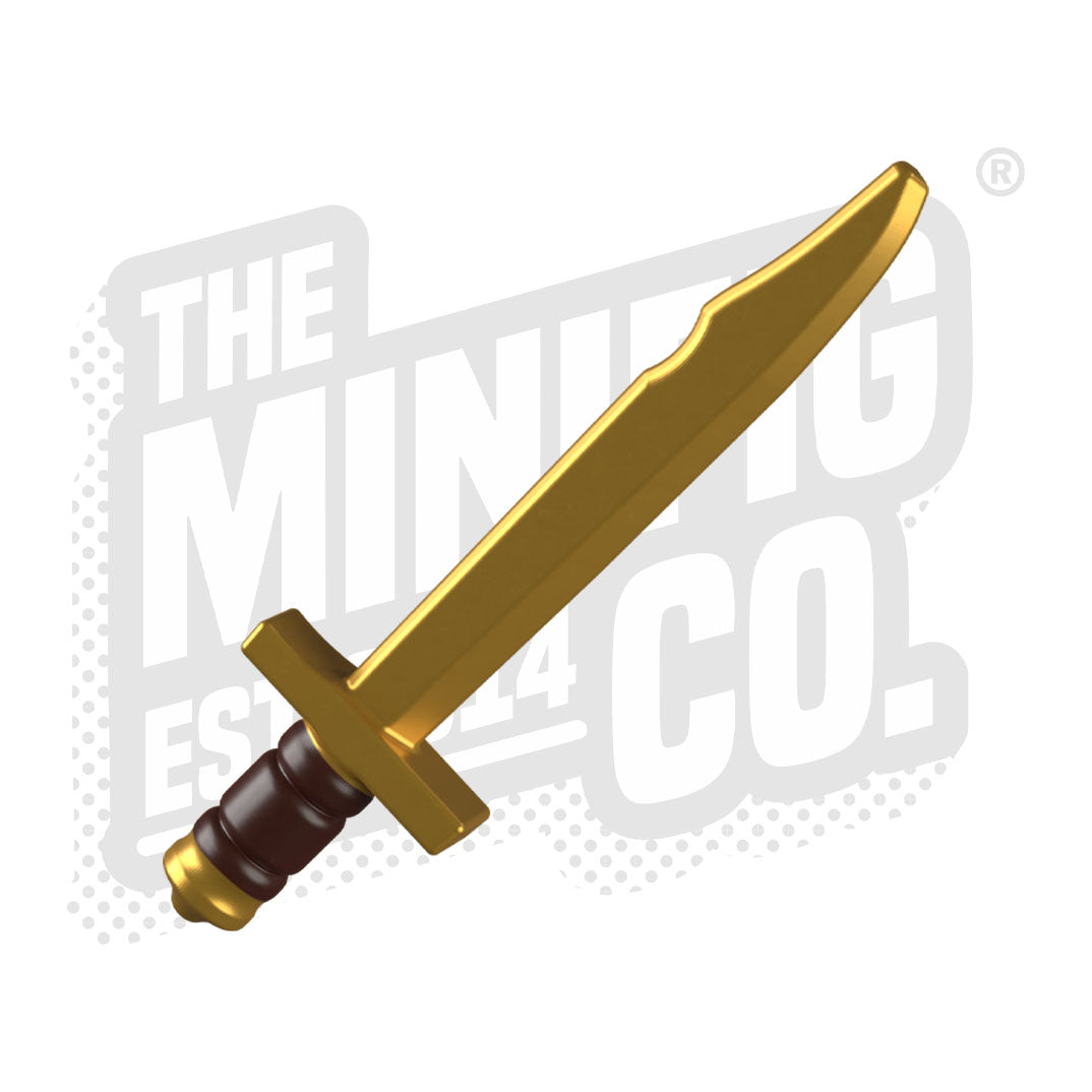 Custom Printed Lego - Falchion Cleaver (Gold/Dark Brown) - The Minifig Co.