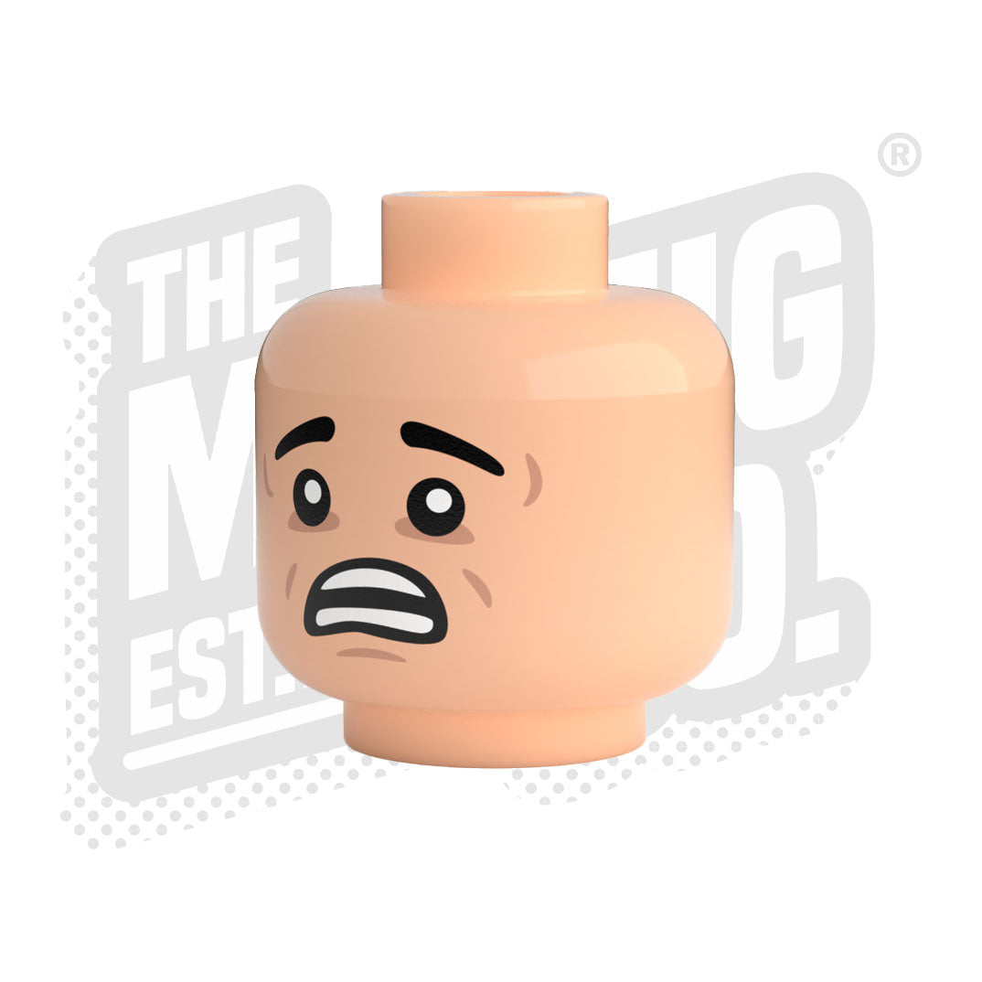 Custom Printed Lego - Terrified Head #03 - The Minifig Co.