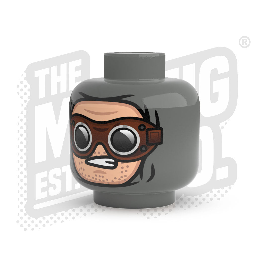 Custom Printed Lego - Goggles Winter Wrap Head #03 - The Minifig Co.