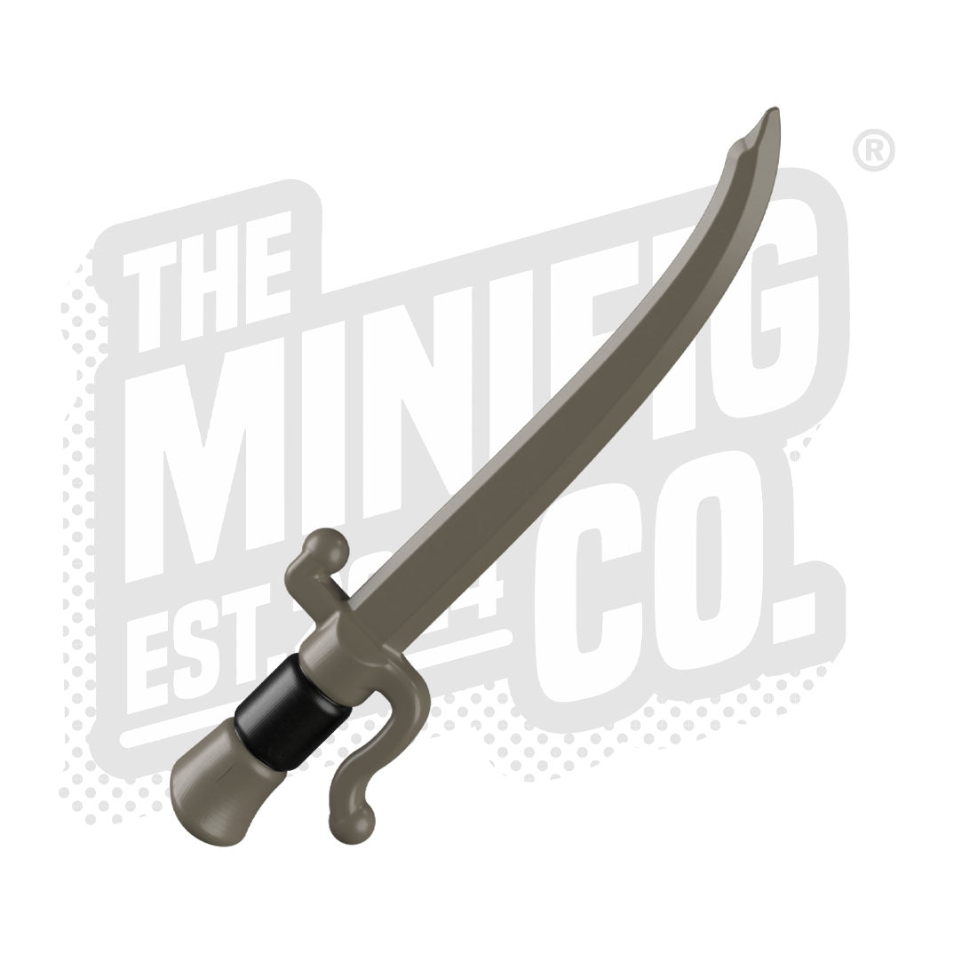 Custom Printed Lego - Falchion Saber Overmold (Old Grey/Black) - The Minifig Co.