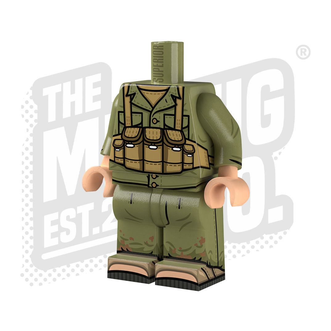 Custom Printed Lego - Vietcong Soldier Muddy (Olive) - The Minifig Co.