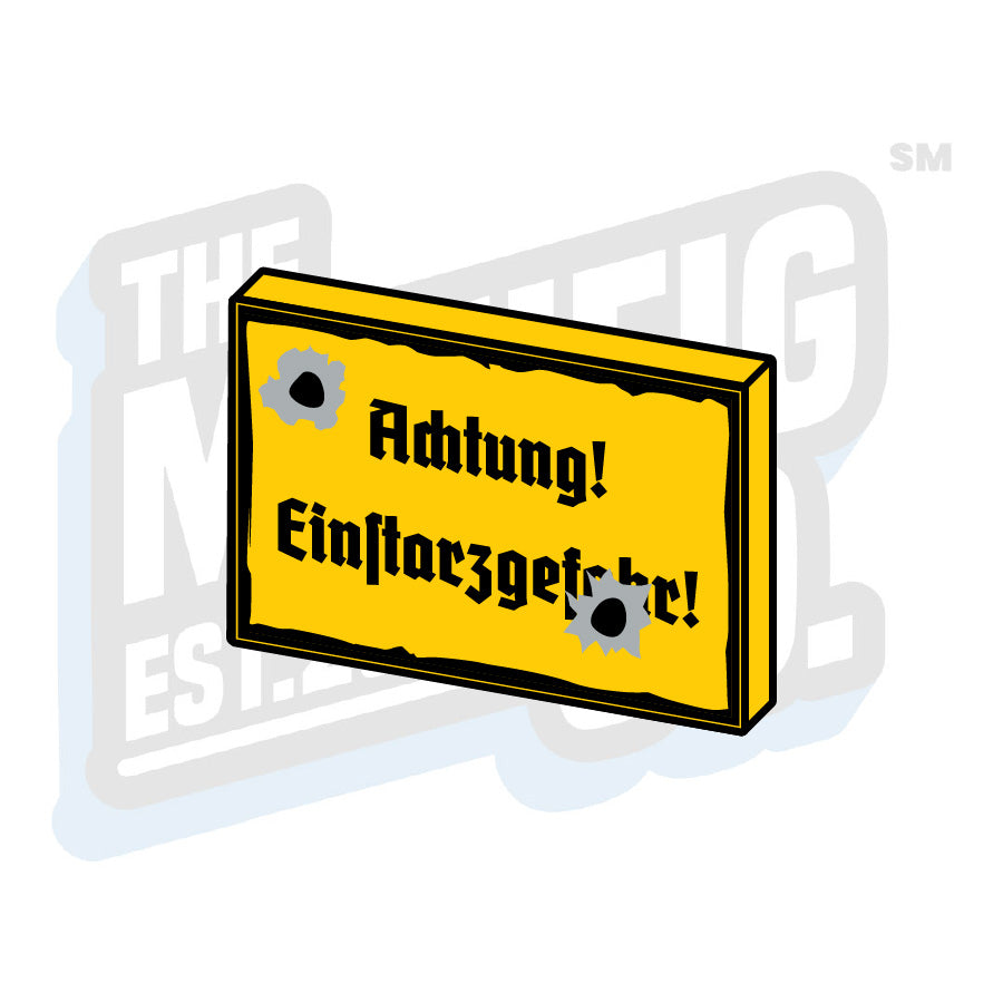 Custom Printed Lego - German Danger Tile (2x3) - The Minifig Co.