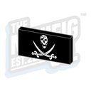 Custom Printed Lego - Calico Jolly Pirate Flag Tile (2x4) - The Minifig Co.