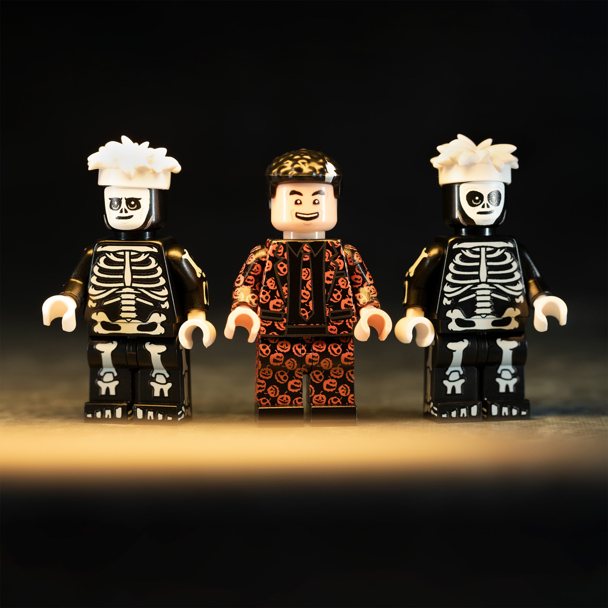 Custom Printed Lego - Pumpkin Guy & B-Boy Skeletons - The Minifig Co.