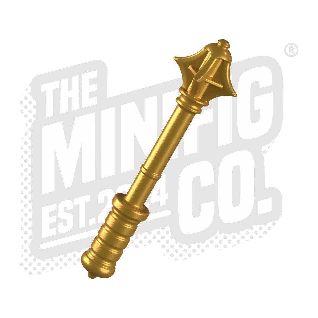 Custom Printed Lego - Flanged Mace (Gold) - The Minifig Co.