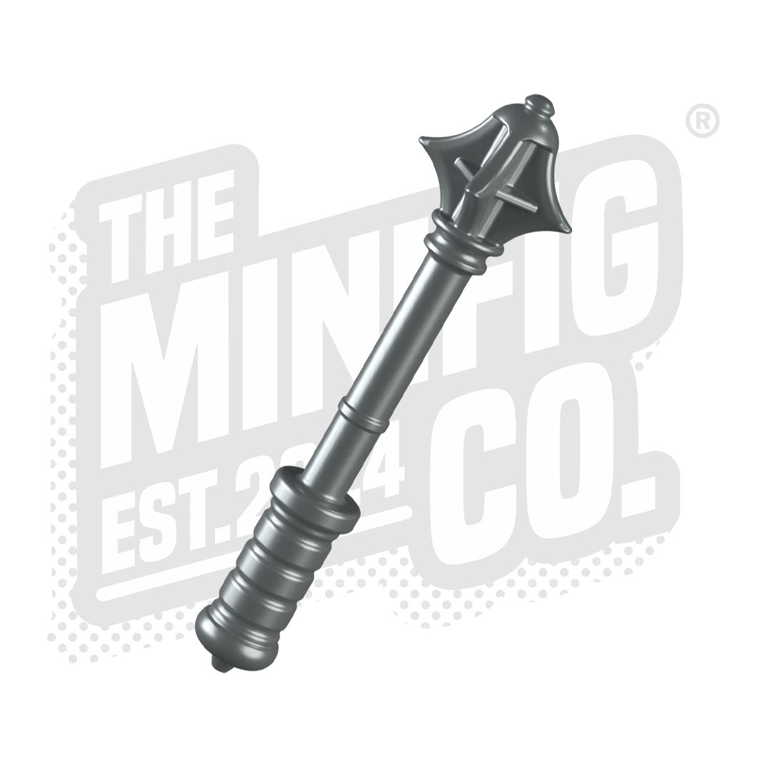 Custom Printed Lego - Flanged Mace (Silver) - The Minifig Co.