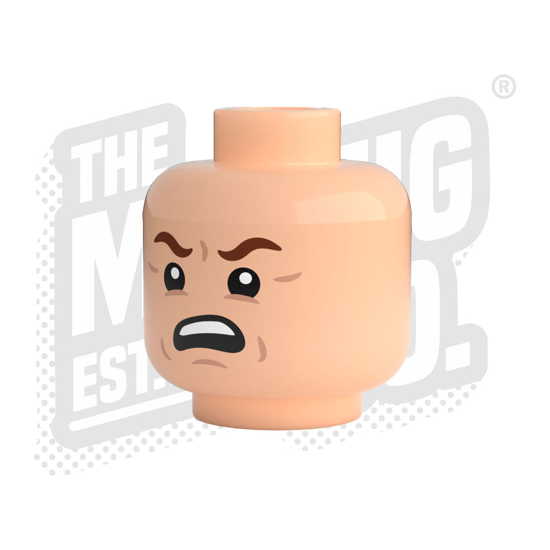 Custom Printed Lego - Angry Brow Head #01 - The Minifig Co.
