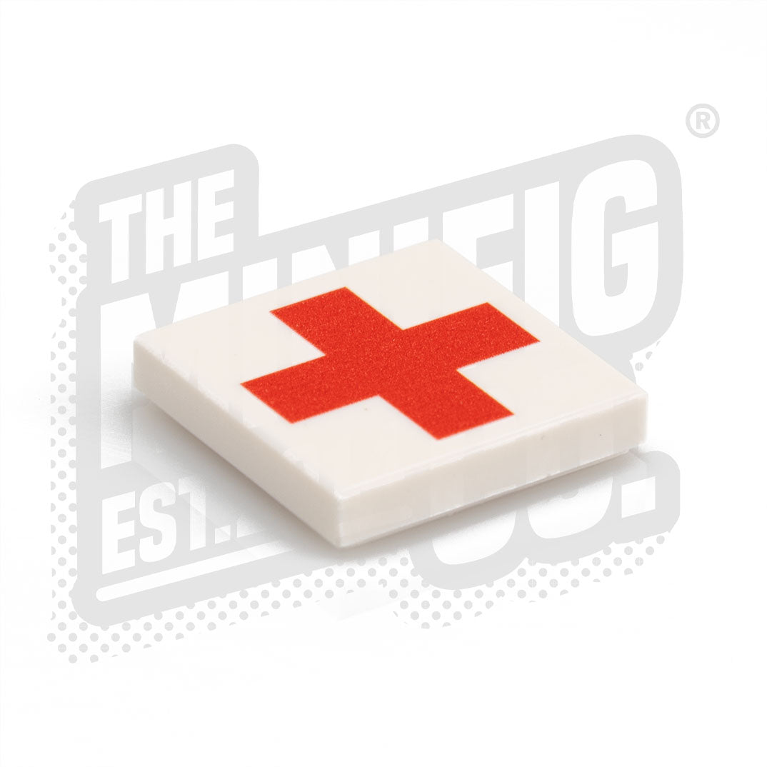 Custom Printed Lego - Red Cross Tile (2x2) - The Minifig Co.