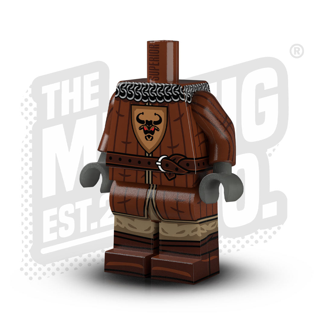 Custom Printed Lego - Bull Chiefs Knight Padded Gambeson Body - The Minifig Co.