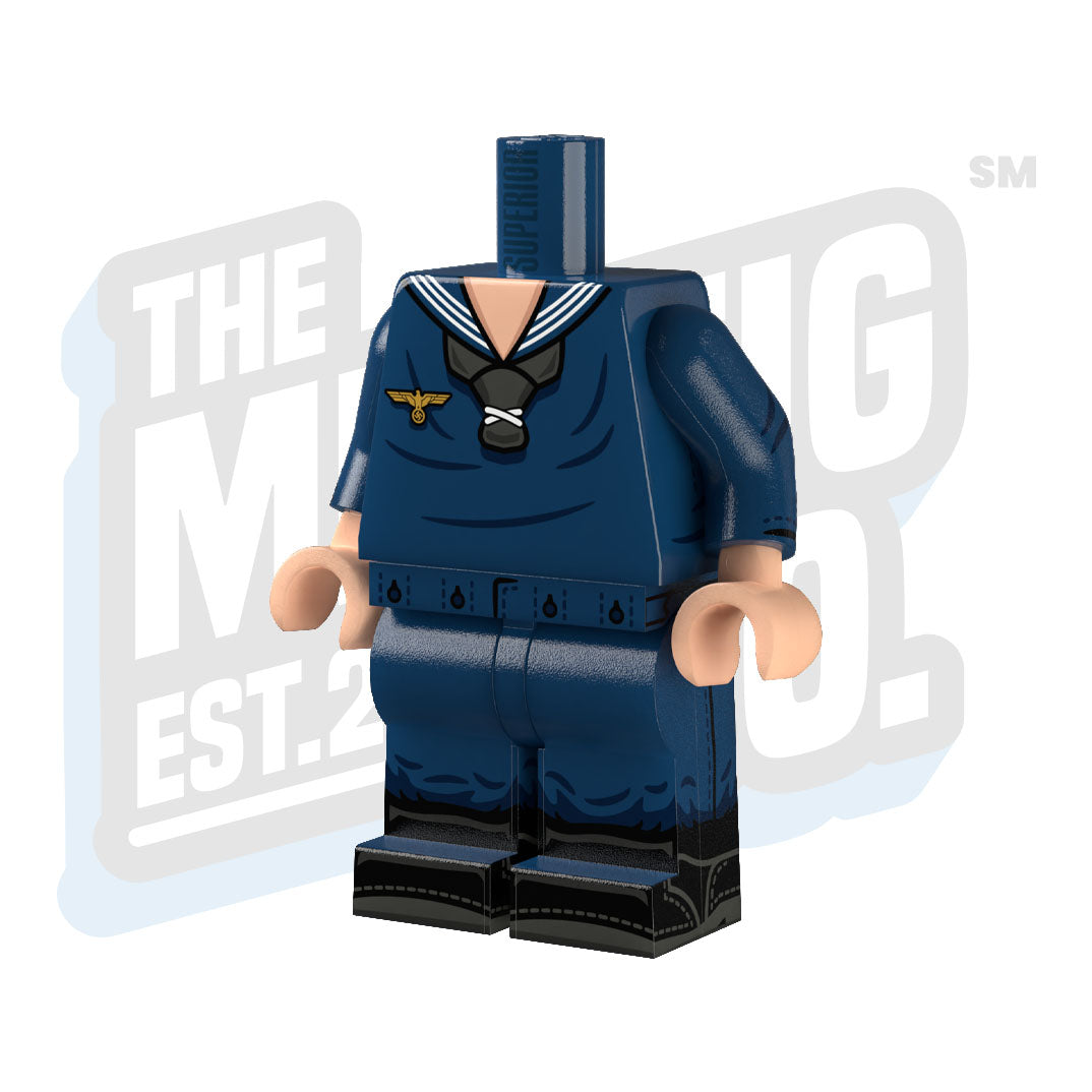 Custom Printed Lego - WWII Kriegsmarine Body (Blue Shirt) - The Minifig Co.