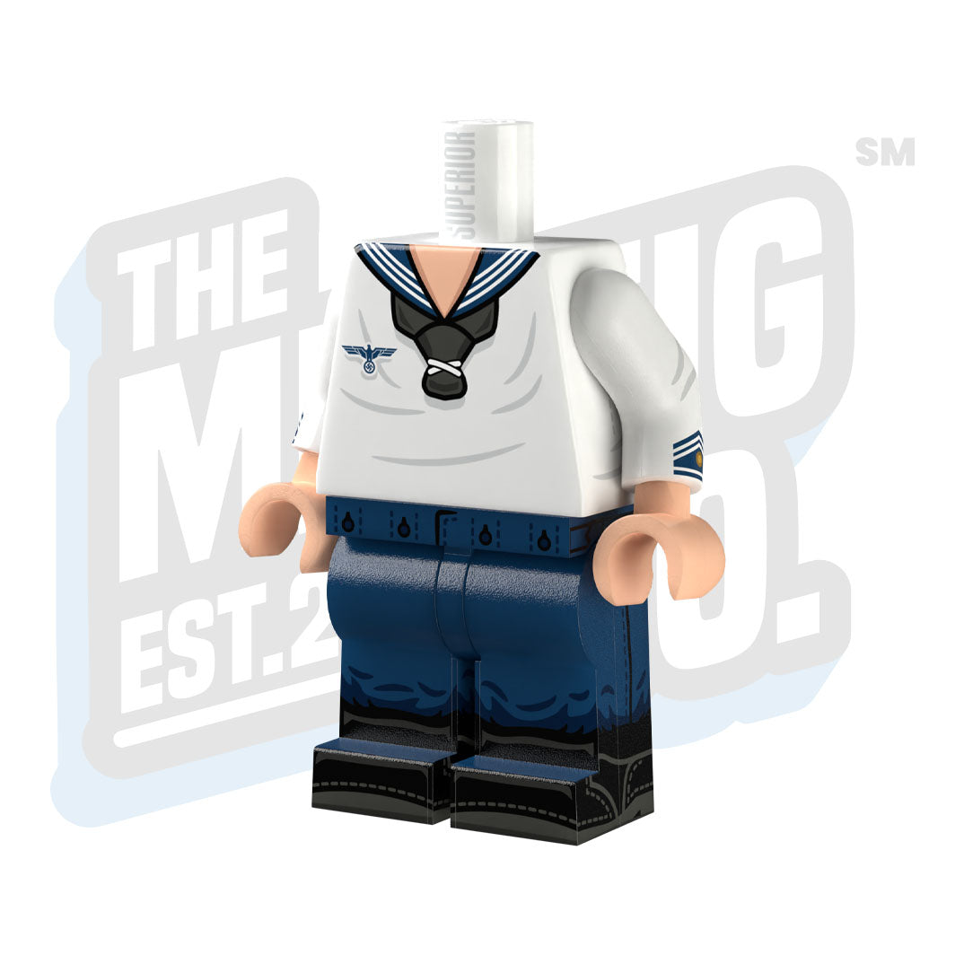 Custom Printed Lego - WWII Kriegsmarine Body (White Shirt) - The Minifig Co.