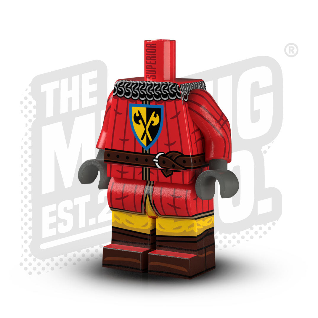 Custom Printed Lego - Crusader Axes Knight Padded Gambeson Body - The Minifig Co.