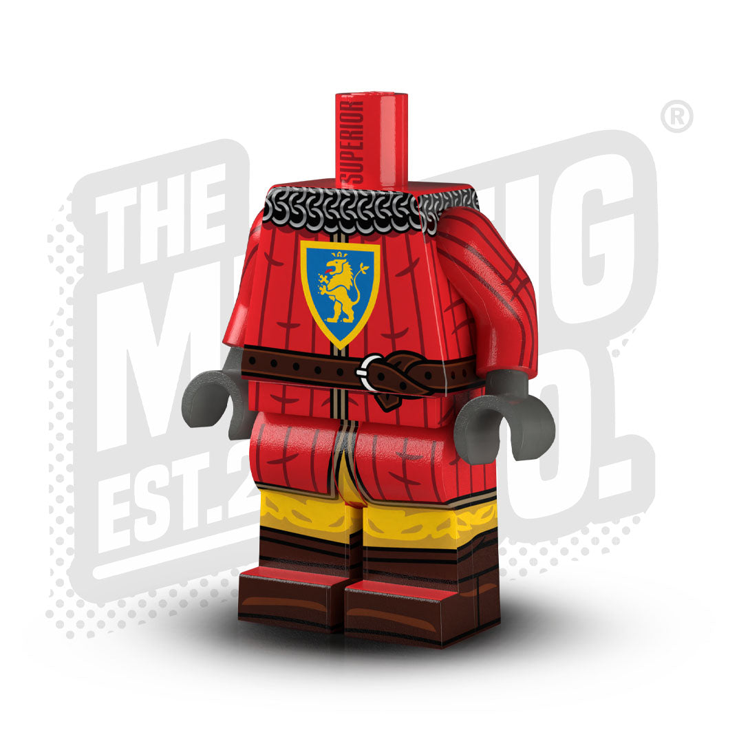 Custom Printed Lego - Crusader Lion Knight Padded Gambeson Body - The Minifig Co.
