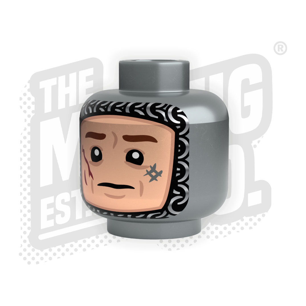 Custom Printed Lego - Chainmail Heads (Flat Silver) - The Minifig Co.