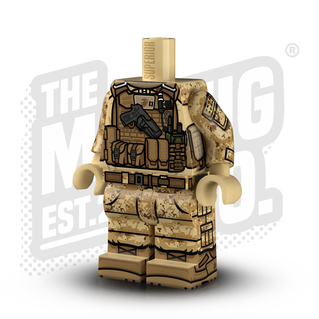 Custom Printed Lego - USMC Desert Marpat Officer Body - The Minifig Co.