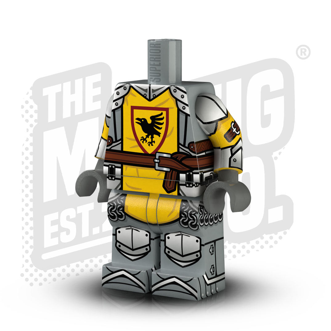 Custom Printed Lego - Castle Knight Body - Raven Yellow - The Minifig Co.