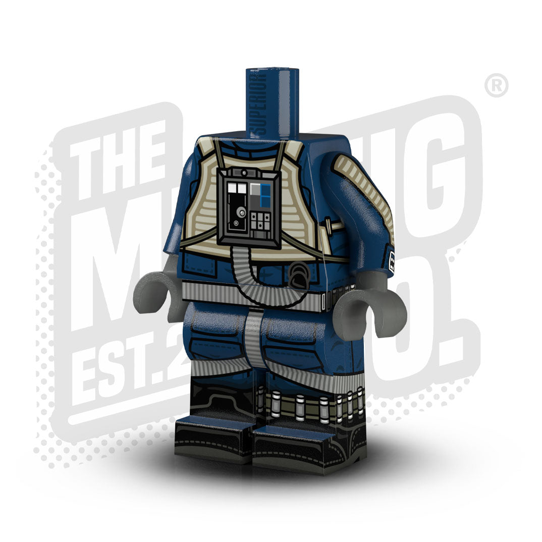 Custom Printed Lego - Rebel Pilot Body (Dark Blue) - The Minifig Co.