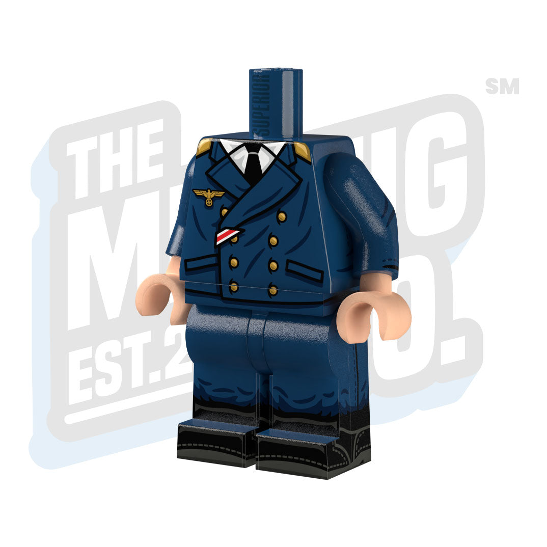 Custom Printed Lego - WWII Kriegsmarine Body (Reefer Jacket #01) - The Minifig Co.