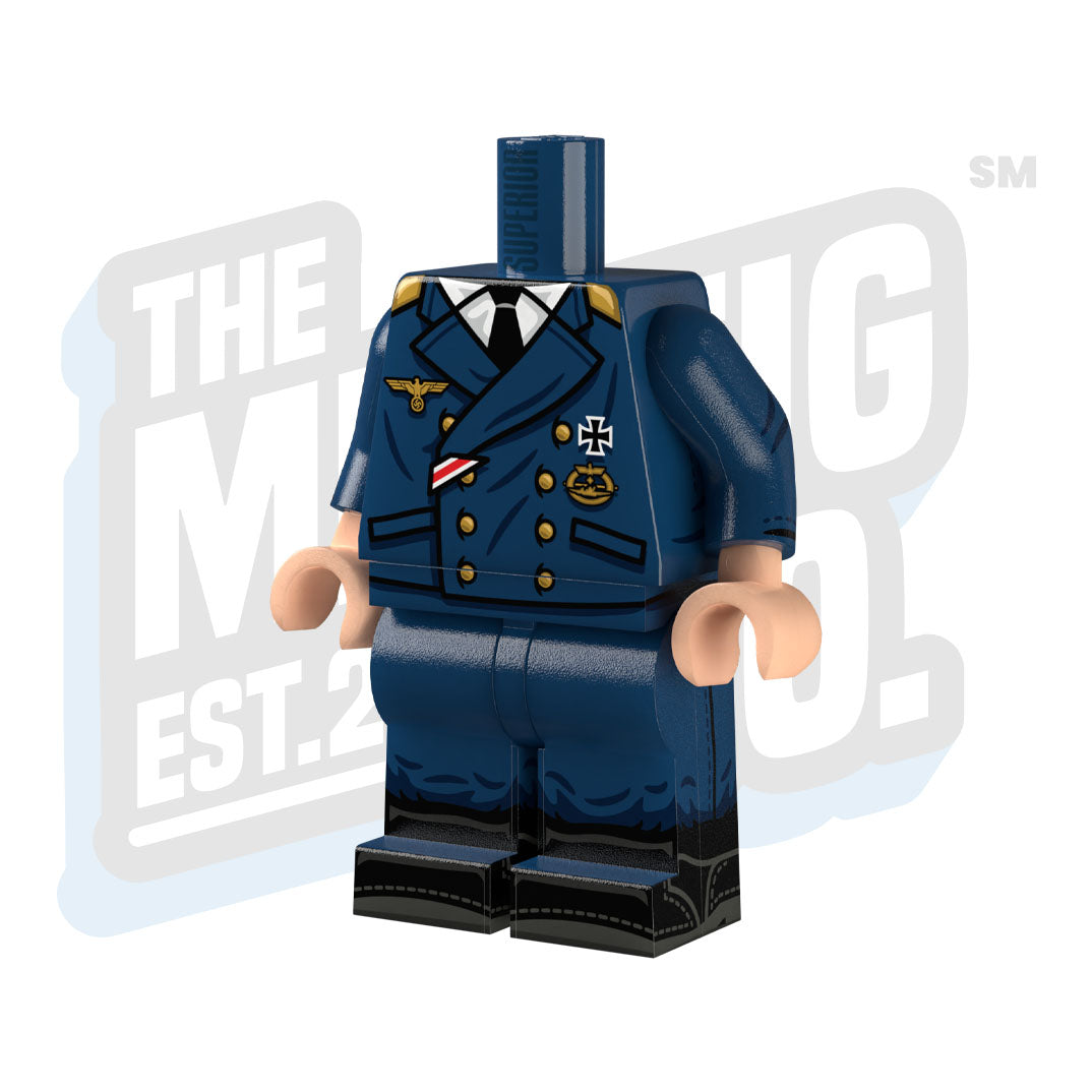 Custom Printed Lego - WWII Kriegsmarine Body (Reefer Jacket #03) - The Minifig Co.