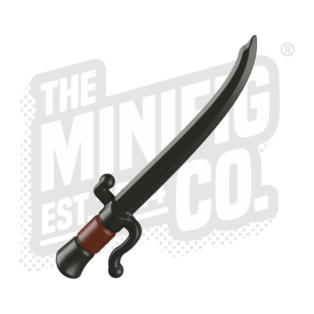Custom Printed Lego - Falchion Saber Overmold (Pearl Dark Grey/Red Brown) - The Minifig Co.
