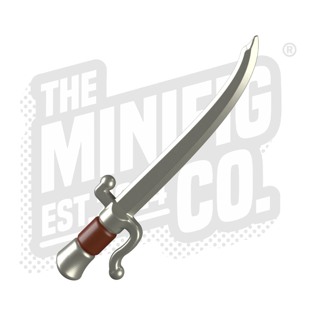 Custom Printed Lego - Falchion Saber Overmold (Pearl Light Grey/Red Brown) - The Minifig Co.