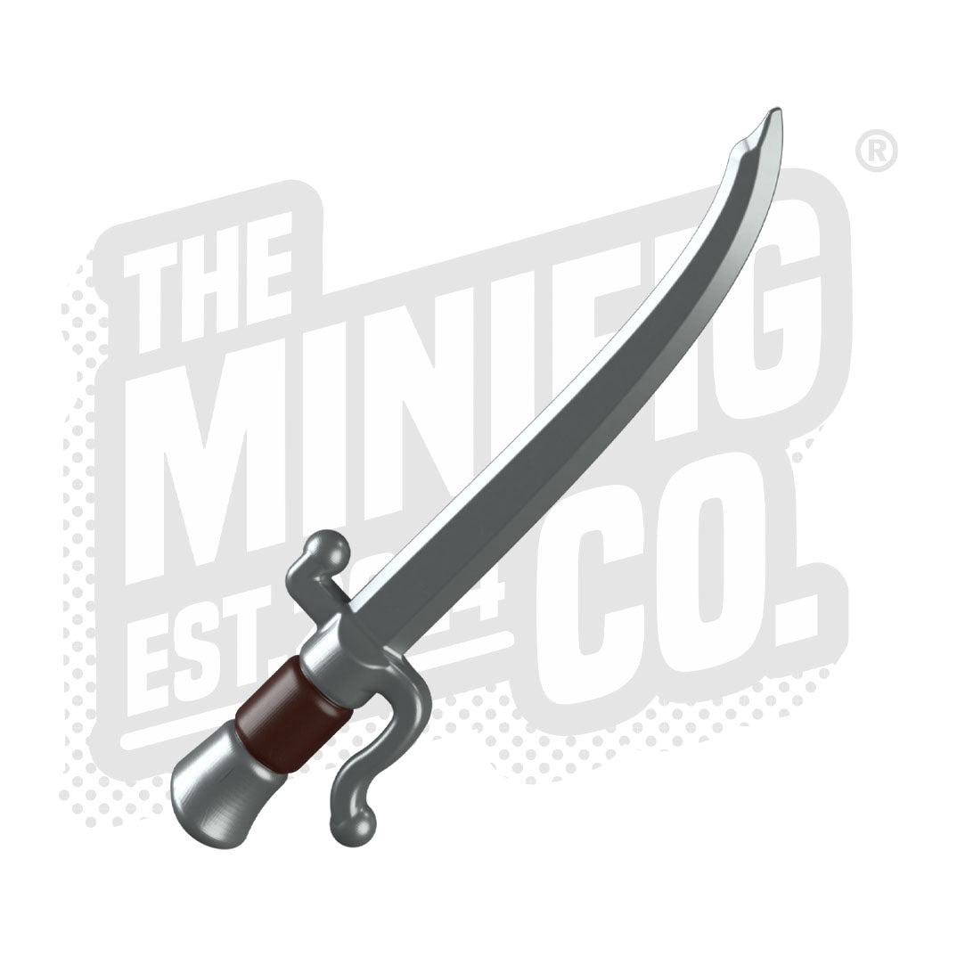 Custom Printed Lego - Falchion Saber Overmold (Silver/Dark Brown) - The Minifig Co.