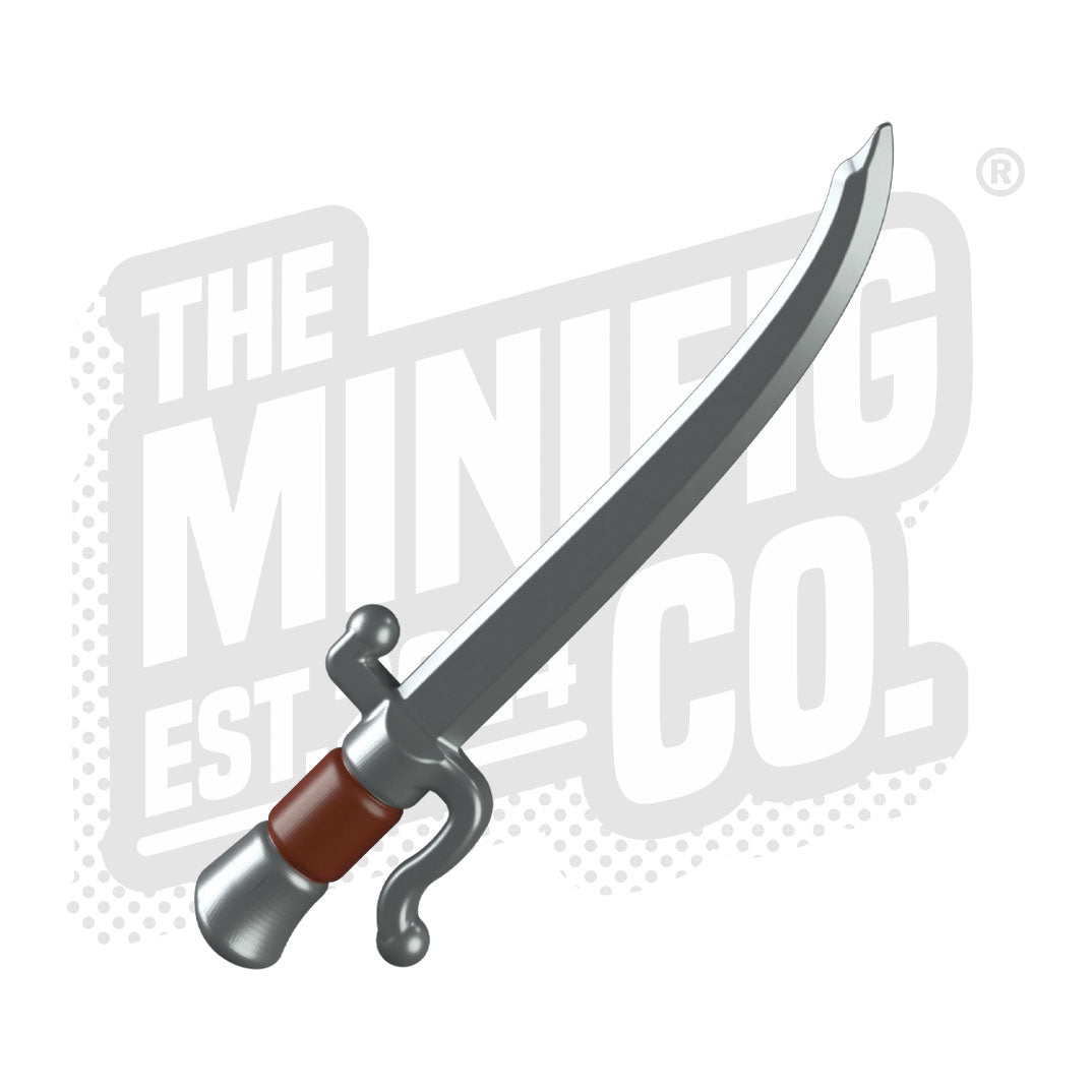 Custom Printed Lego - Falchion Saber Overmold (Silver/Red Brown) - The Minifig Co.