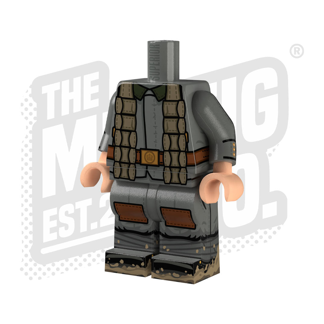 Custom Printed Lego - German WW1 Stormtrooper (Bandolier/Muddy) - The Minifig Co.