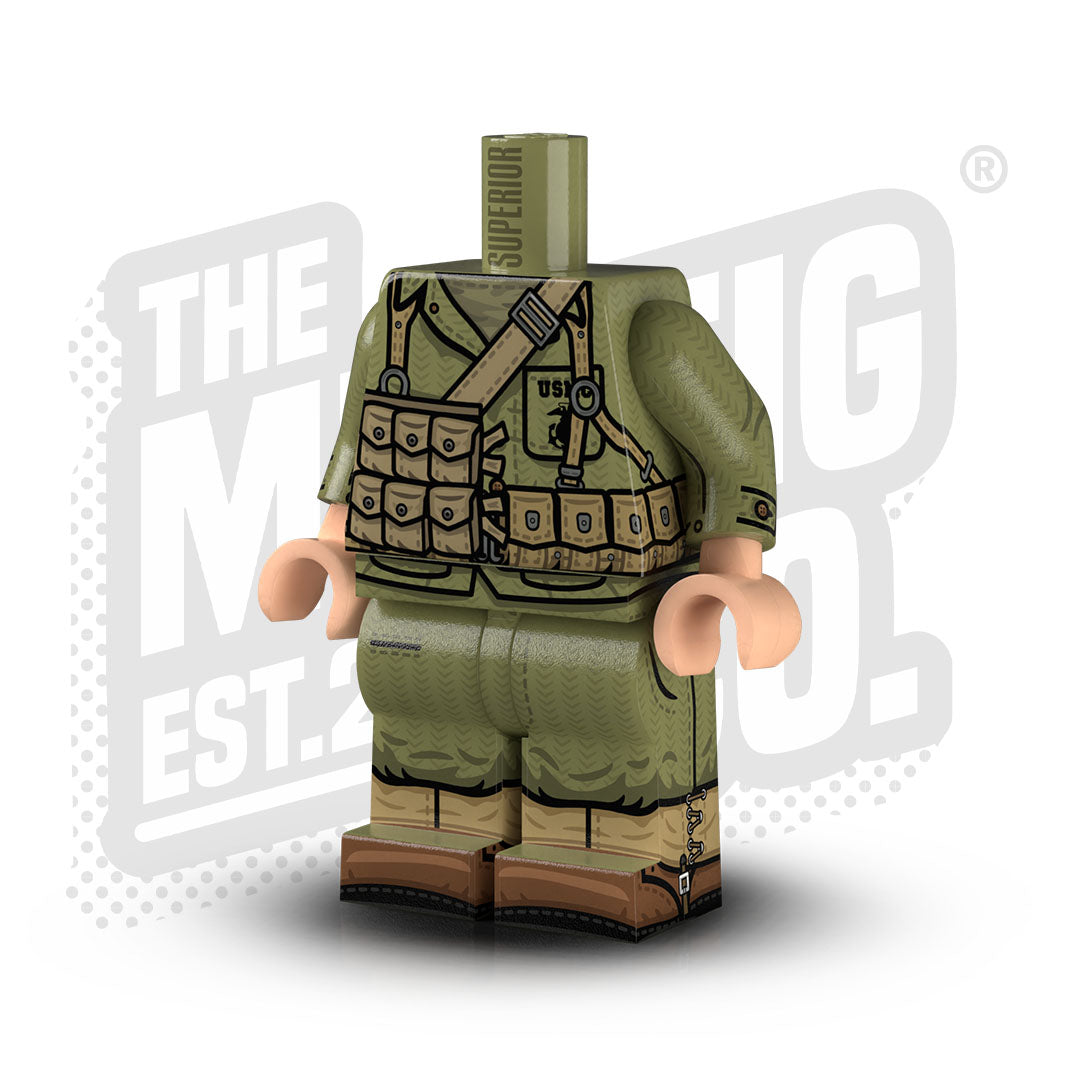 Custom Printed Lego - WWII USMC Infantry (Grenade/Shotgun Vest) - The Minifig Co.