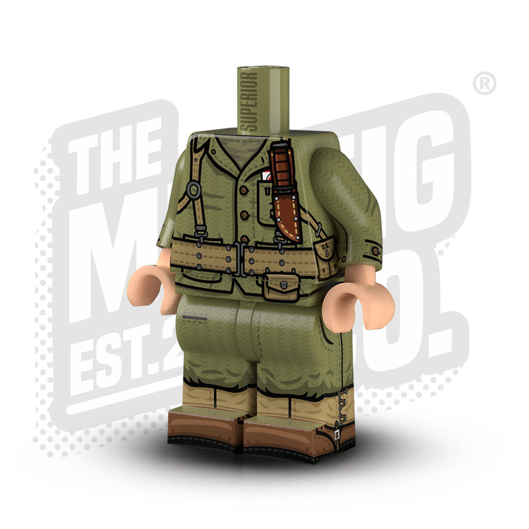 Custom Printed Lego - WWII USMC Infantry (Knife/Lucky) - The Minifig Co.