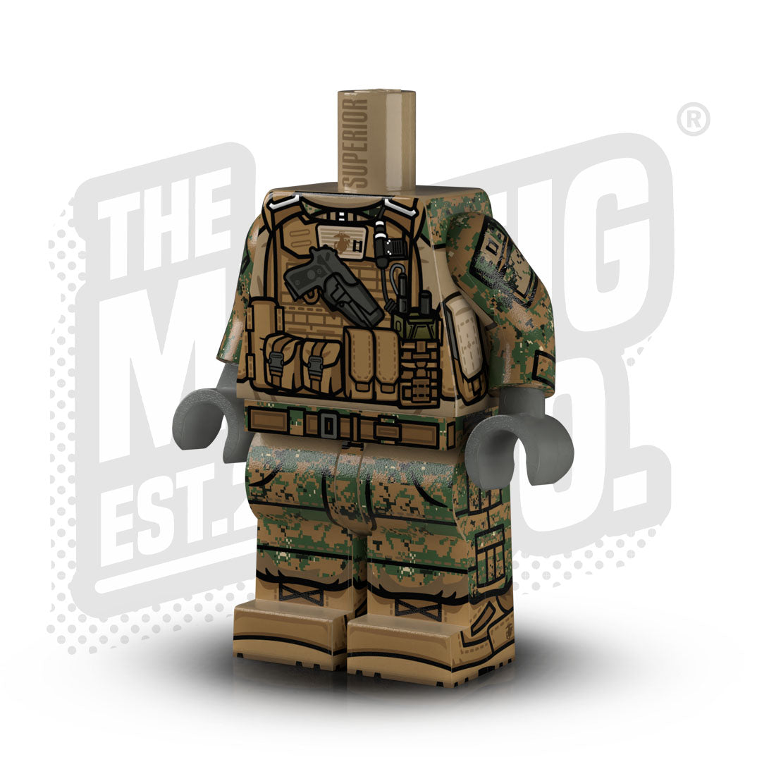 Custom Printed Lego - USMC Woodland Marpat Officer Body - The Minifig Co.