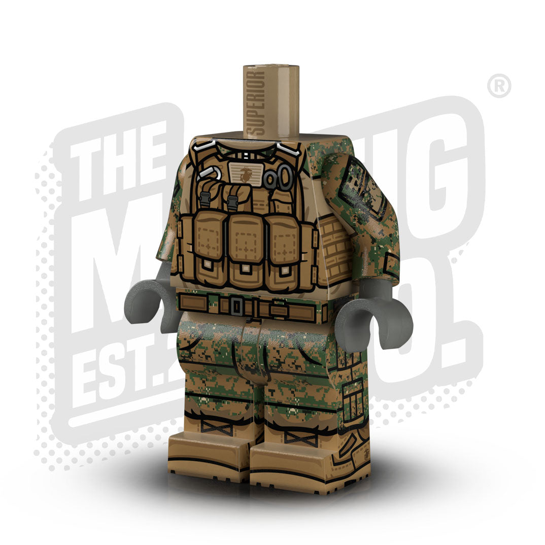 Custom Printed Lego - USMC Woodland Marpat Rifleman Body #01 - The Minifig Co.