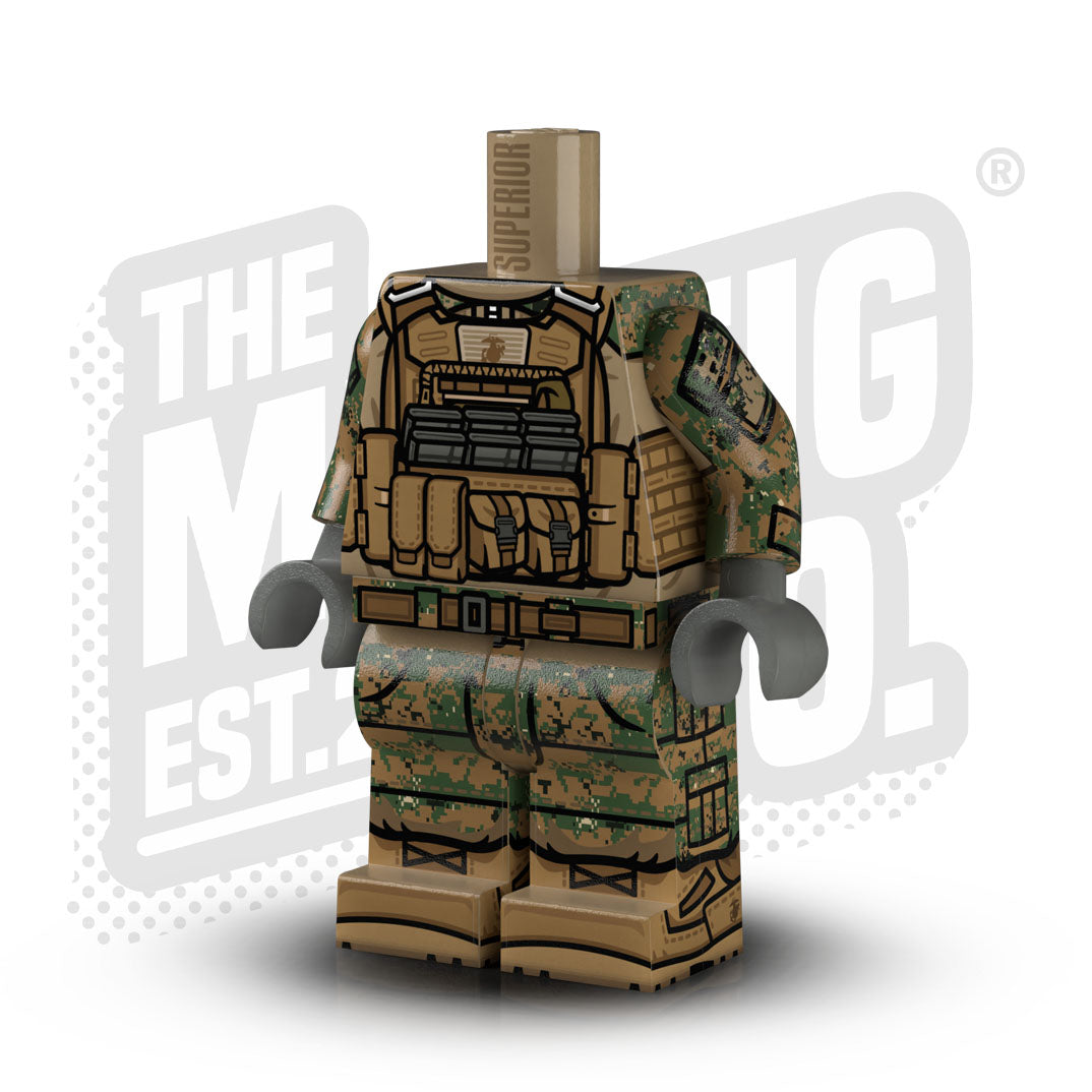 Custom Printed Lego - USMC Woodland Marpat Rifleman Body #02 - The Minifig Co.