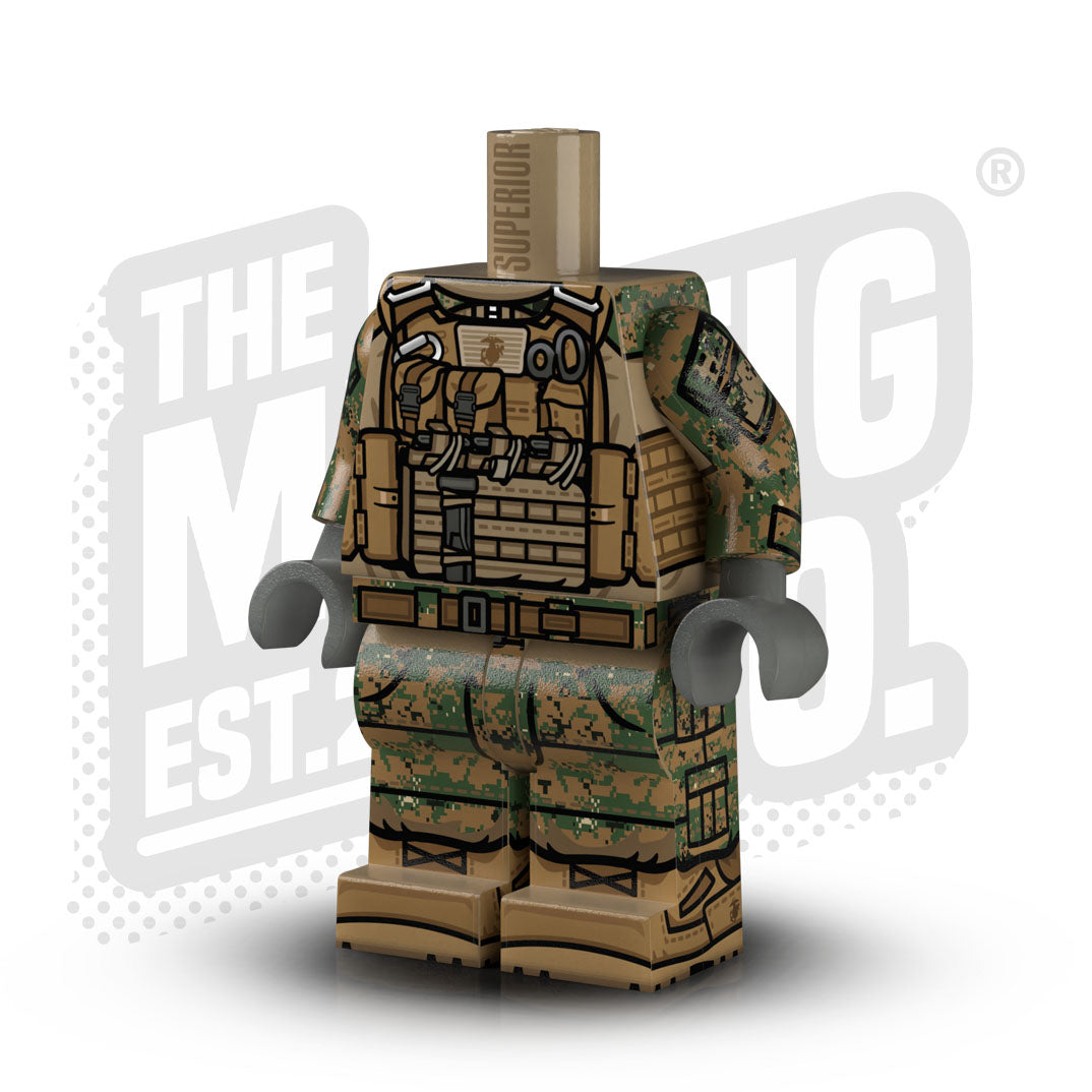 Custom Printed Lego - USMC Woodland Marpat Rifleman Body #03 - The Minifig Co.