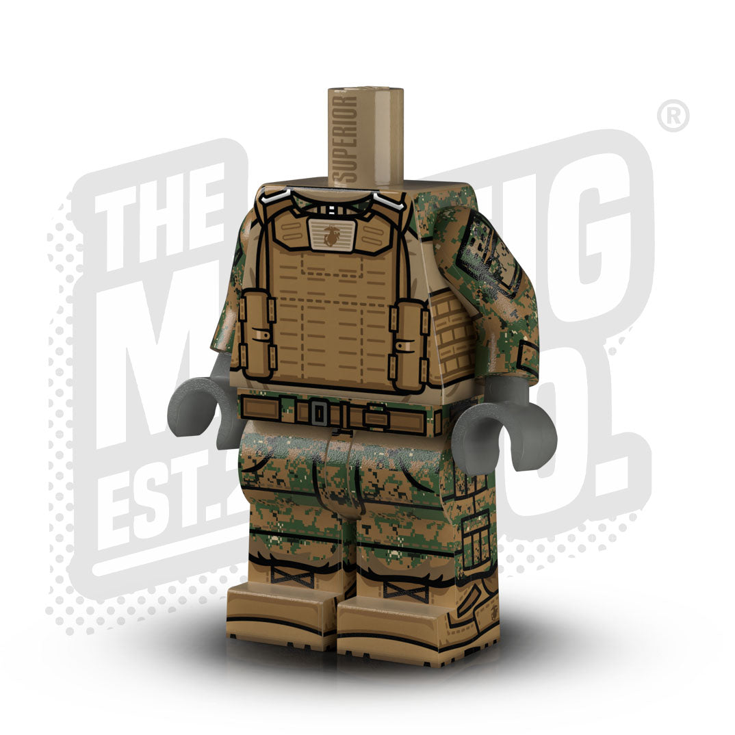 Custom Printed Lego - USMC Woodland Marpat Tanker Body - The Minifig Co.