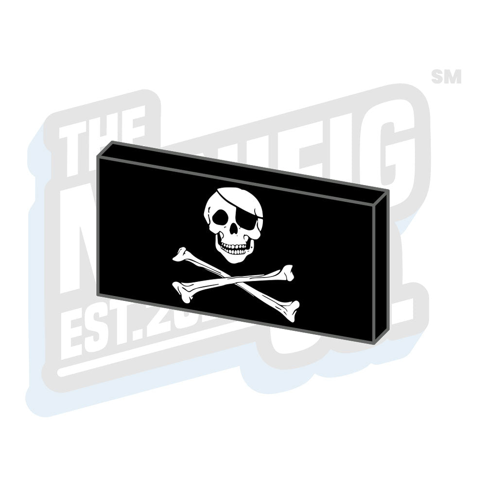 Custom Printed Lego - Jolly Roger Pirate Flag Tile (2x4) - The Minifig Co.