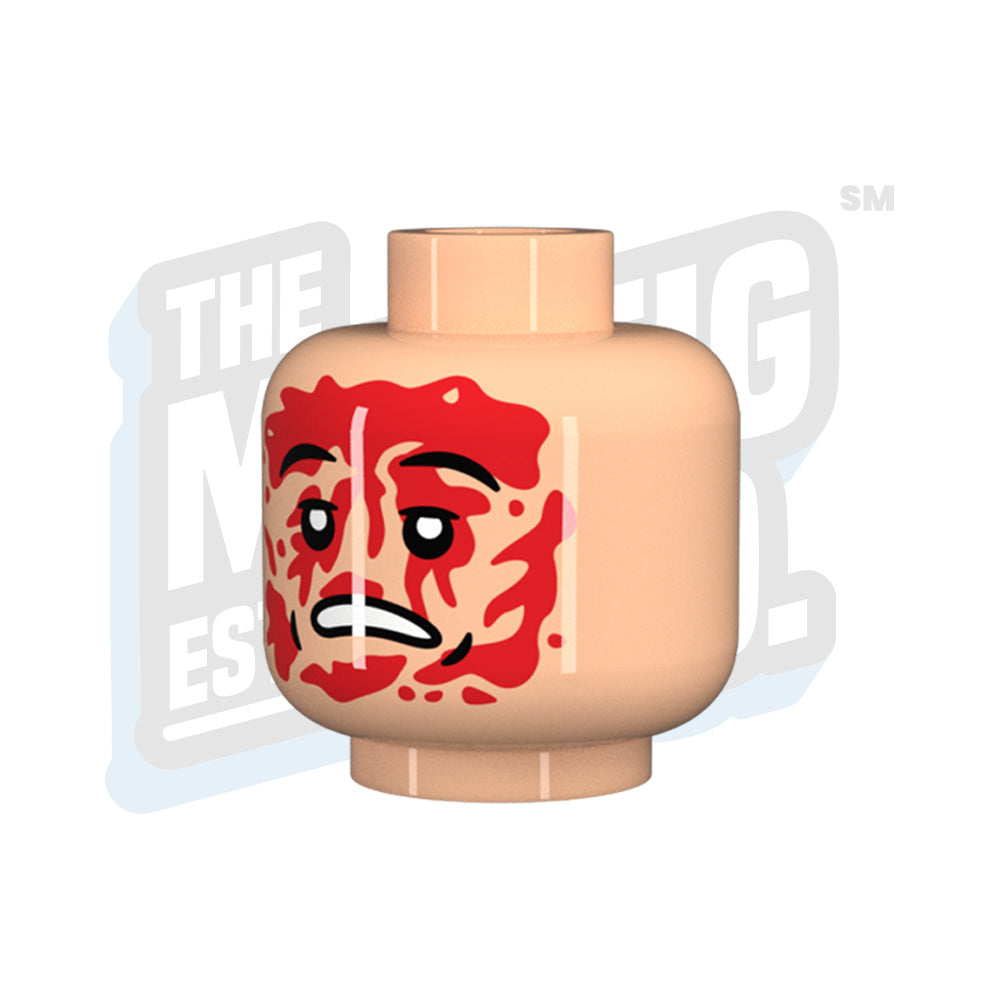 Custom Printed Lego - Injured Head #3 (Lt. Flesh) - The Minifig Co.