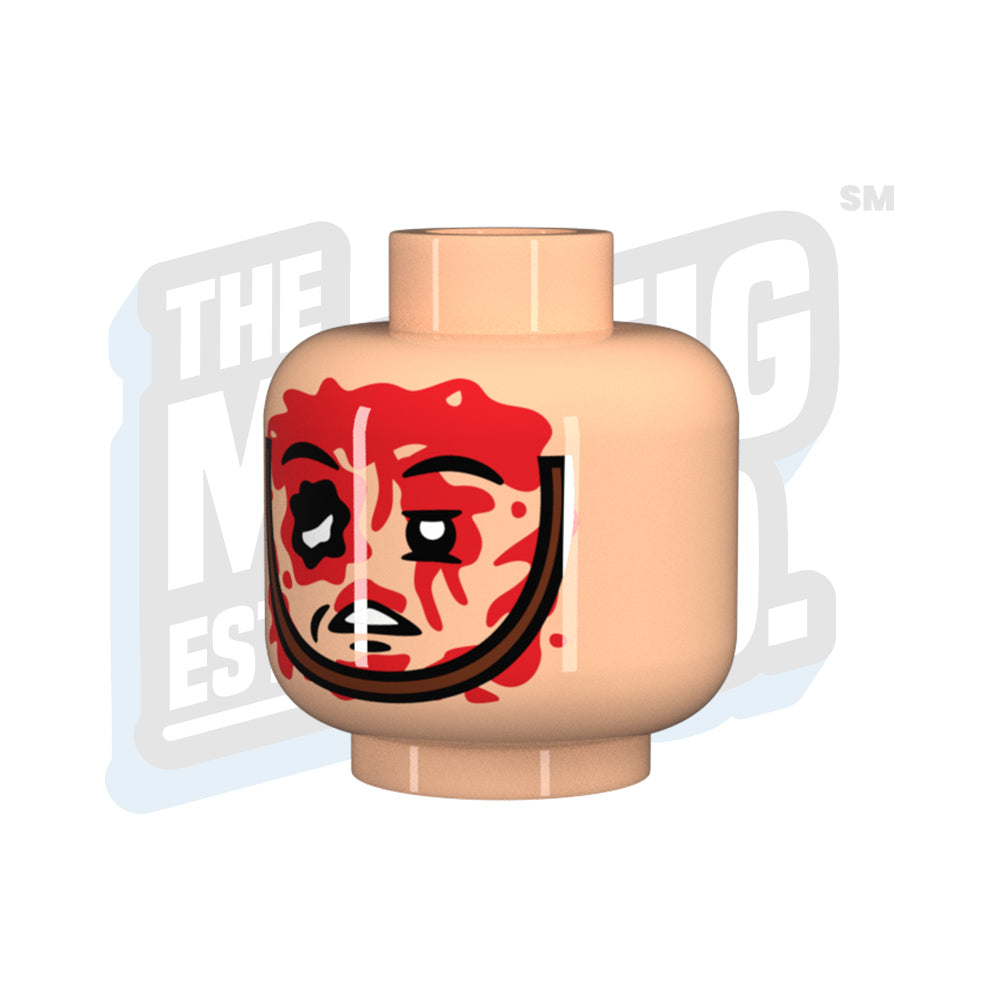 Custom Printed Lego - Injured Head #5 (Lt. Flesh) - The Minifig Co.