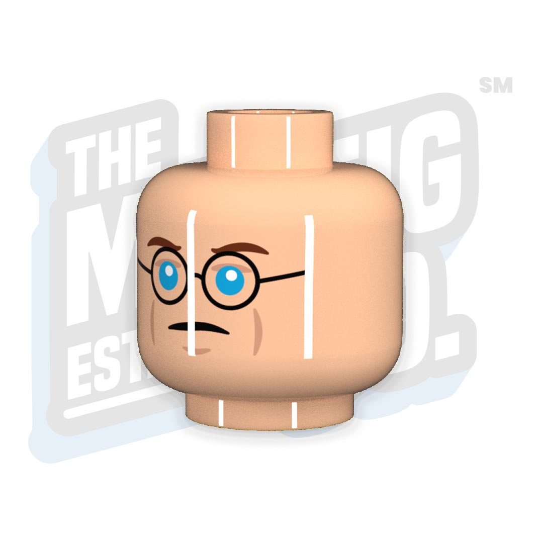 Custom Printed Lego - Glasses Head #01 (Lt. Flesh) - The Minifig Co.