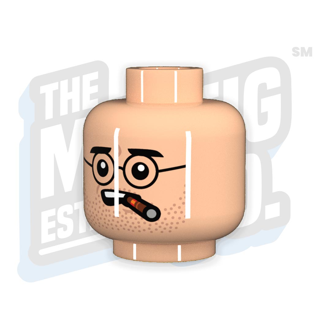 Custom Printed Lego - Glasses Head #02 (Lt. Flesh) - The Minifig Co.