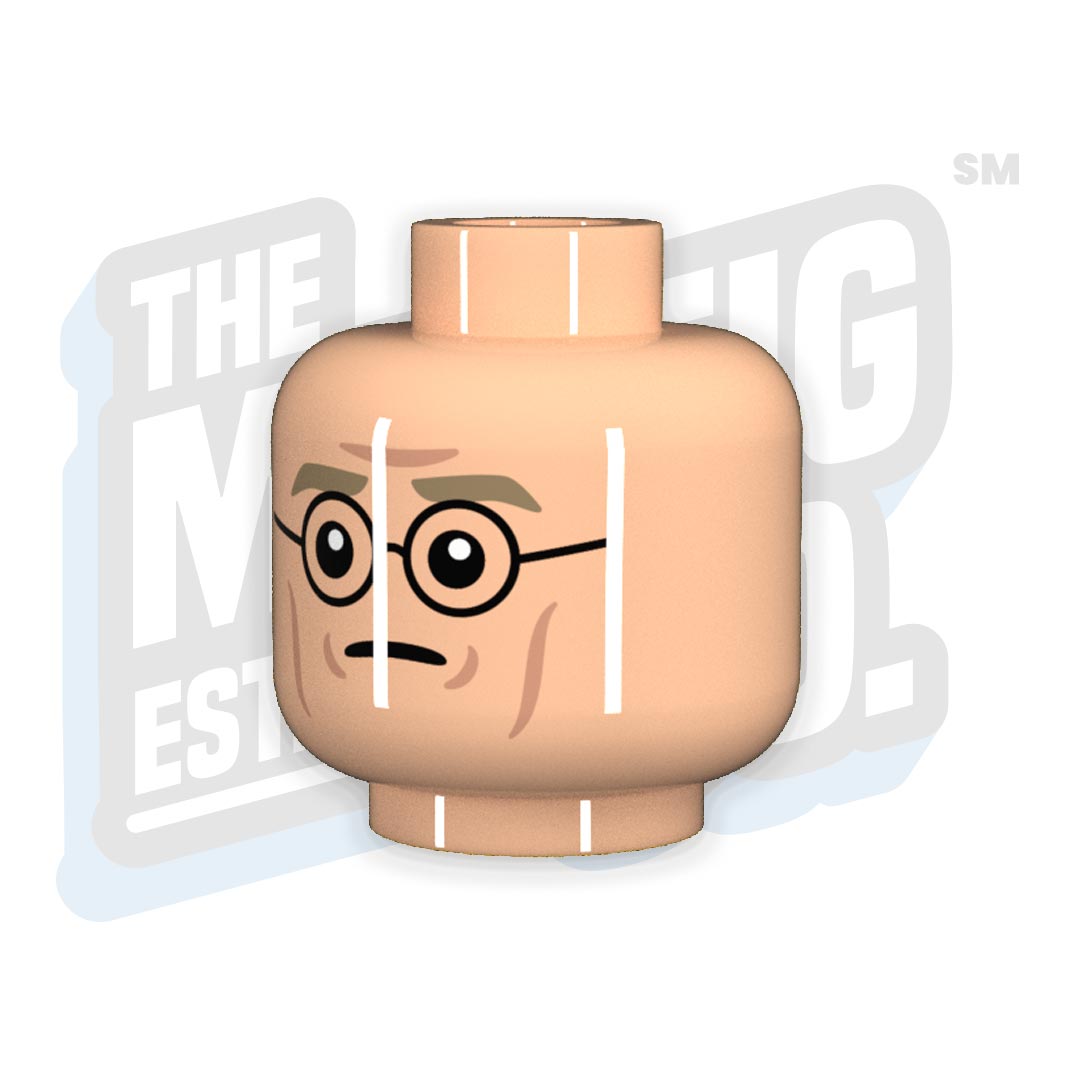 Custom Printed Lego - Glasses Head #03 (Lt. Flesh) - The Minifig Co.