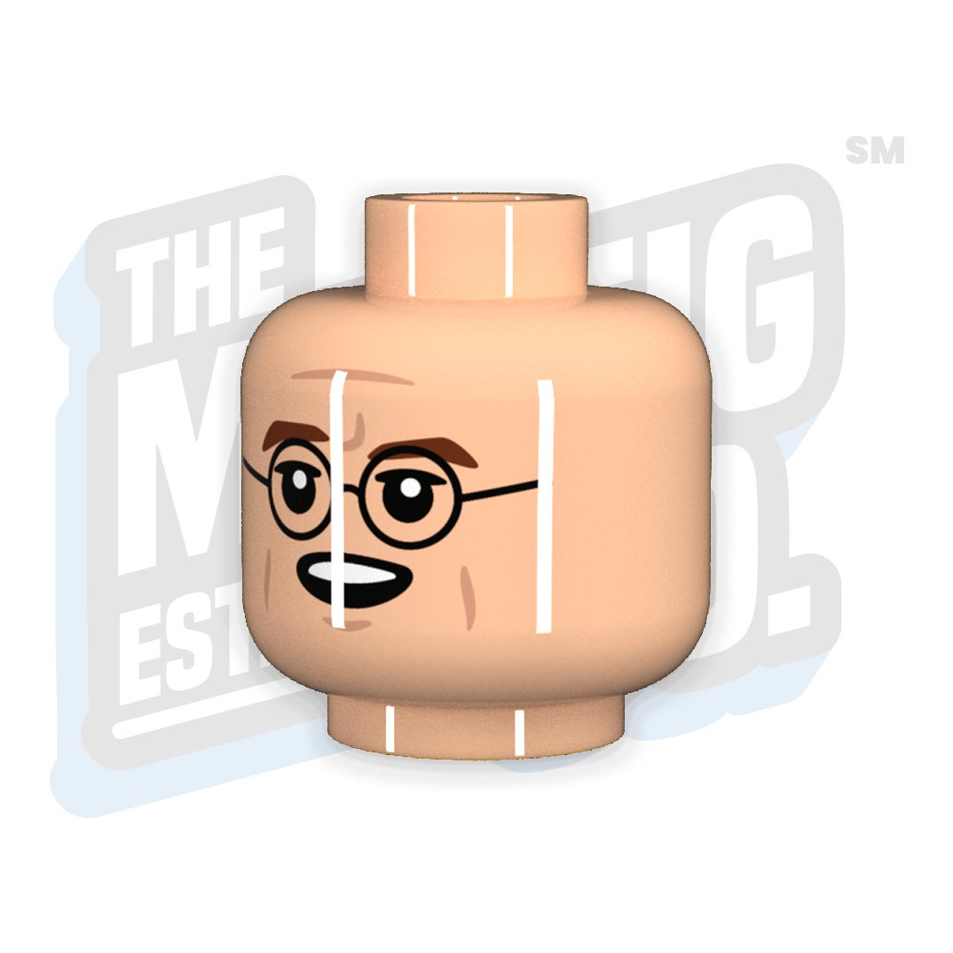 Custom Printed Lego - Glasses Head #04 (Lt. Flesh) - The Minifig Co.