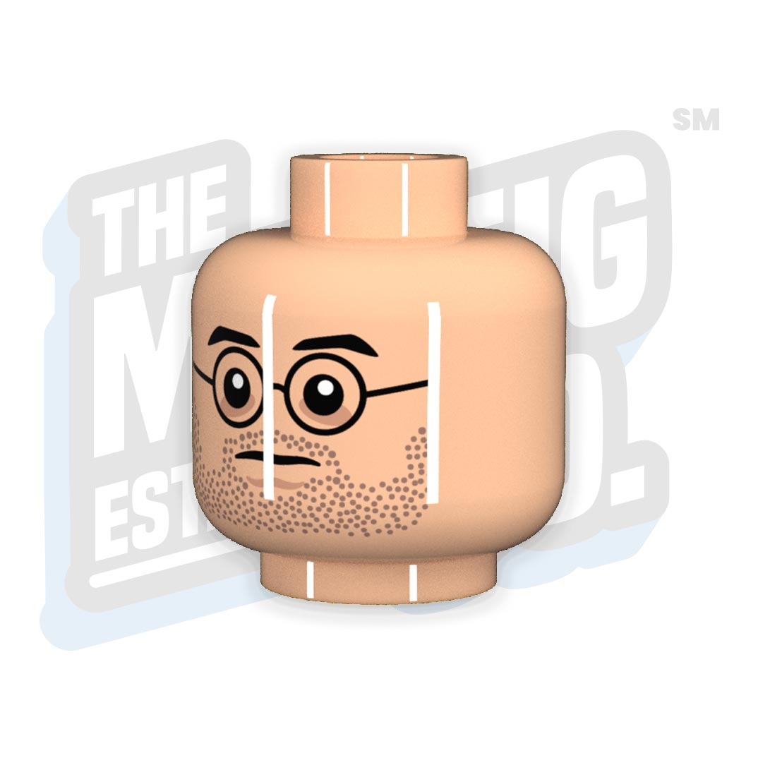 Custom Printed Lego - Glasses Head #05 (Lt. Flesh) - The Minifig Co.
