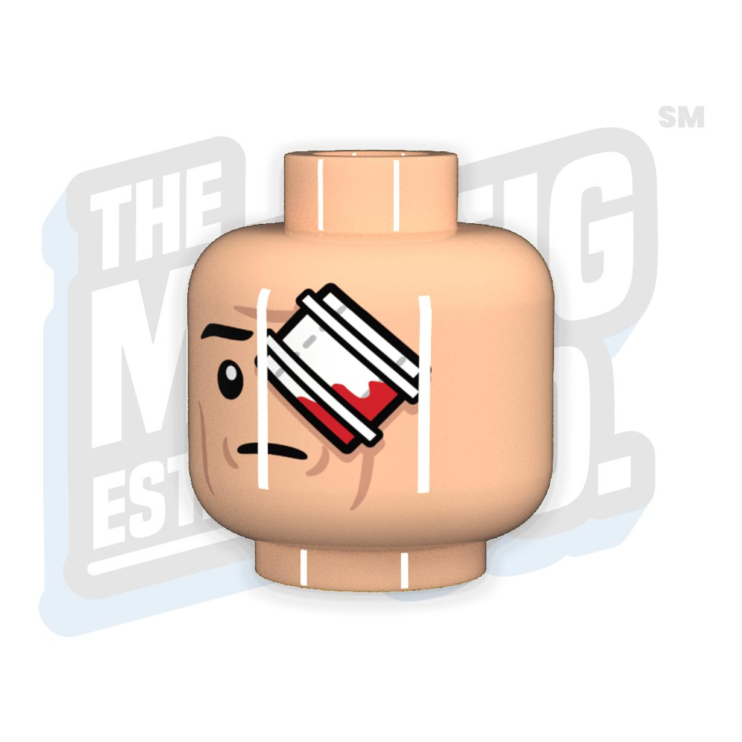 Custom Printed Lego - Bandaged Head #01 (Lt Flesh) - The Minifig Co.