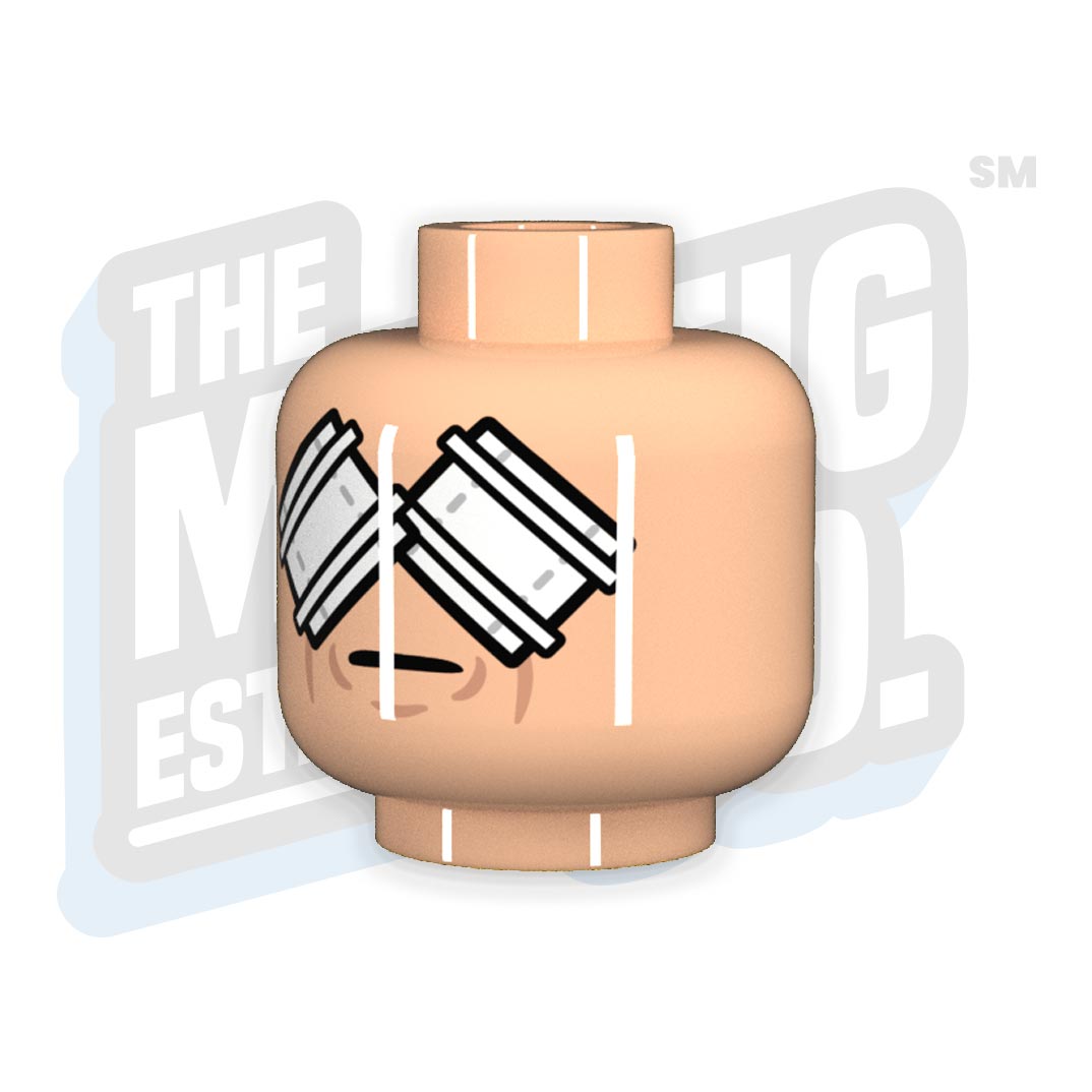 Custom Printed Lego - Bandaged Head #03 (Lt Flesh) - The Minifig Co.