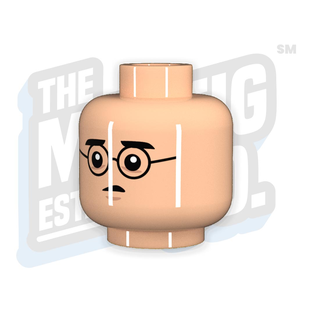 Custom Printed Lego - Glasses Head #07 (Lt. Flesh) - The Minifig Co.