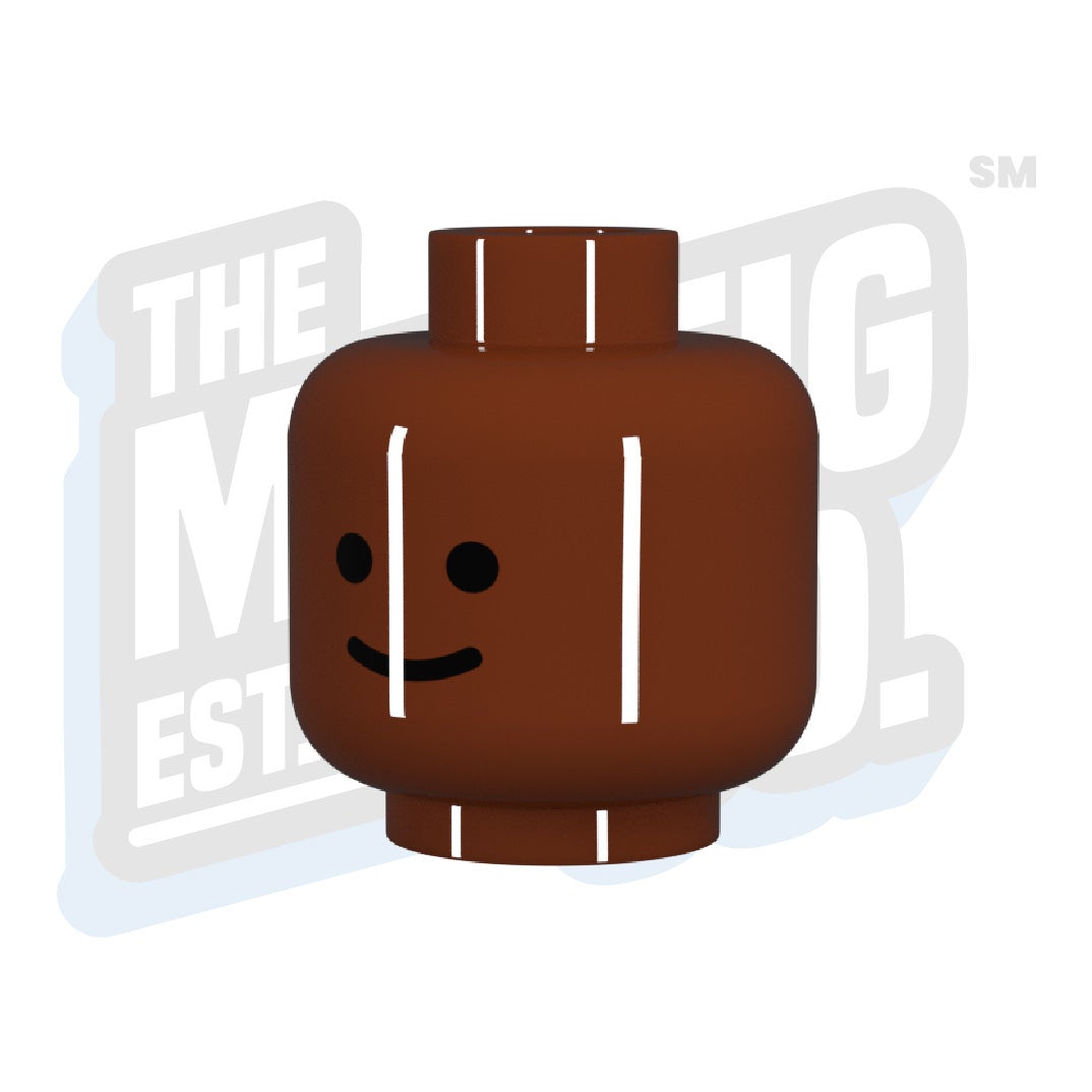 Smiley Head (Reddish Brown) - The Minifig Co.