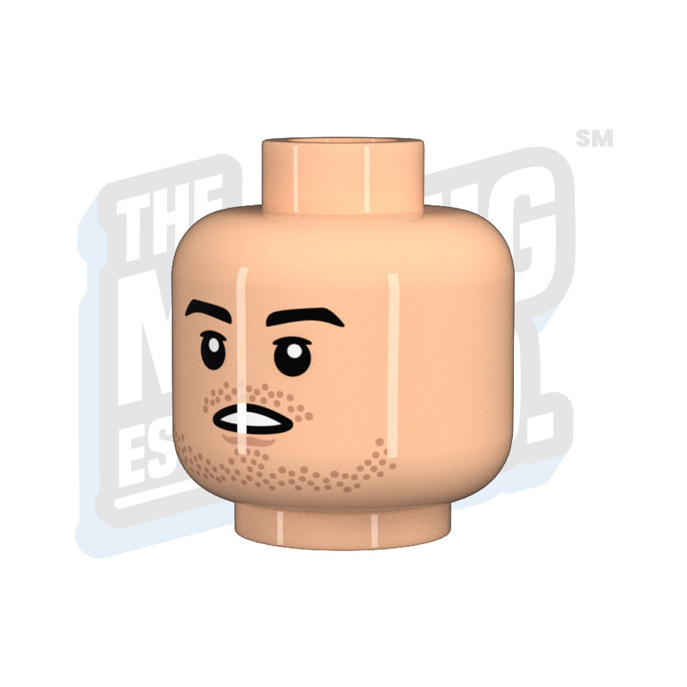 Custom Printed Lego - Head Stern #05 (Lt. Flesh) - The Minifig Co.
