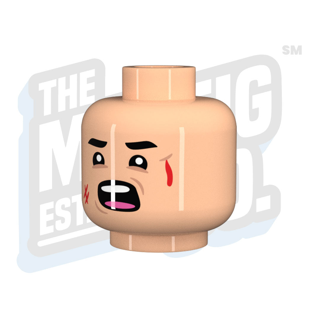 Custom Printed Lego - Screaming Head (Lt. Flesh) - The Minifig Co.