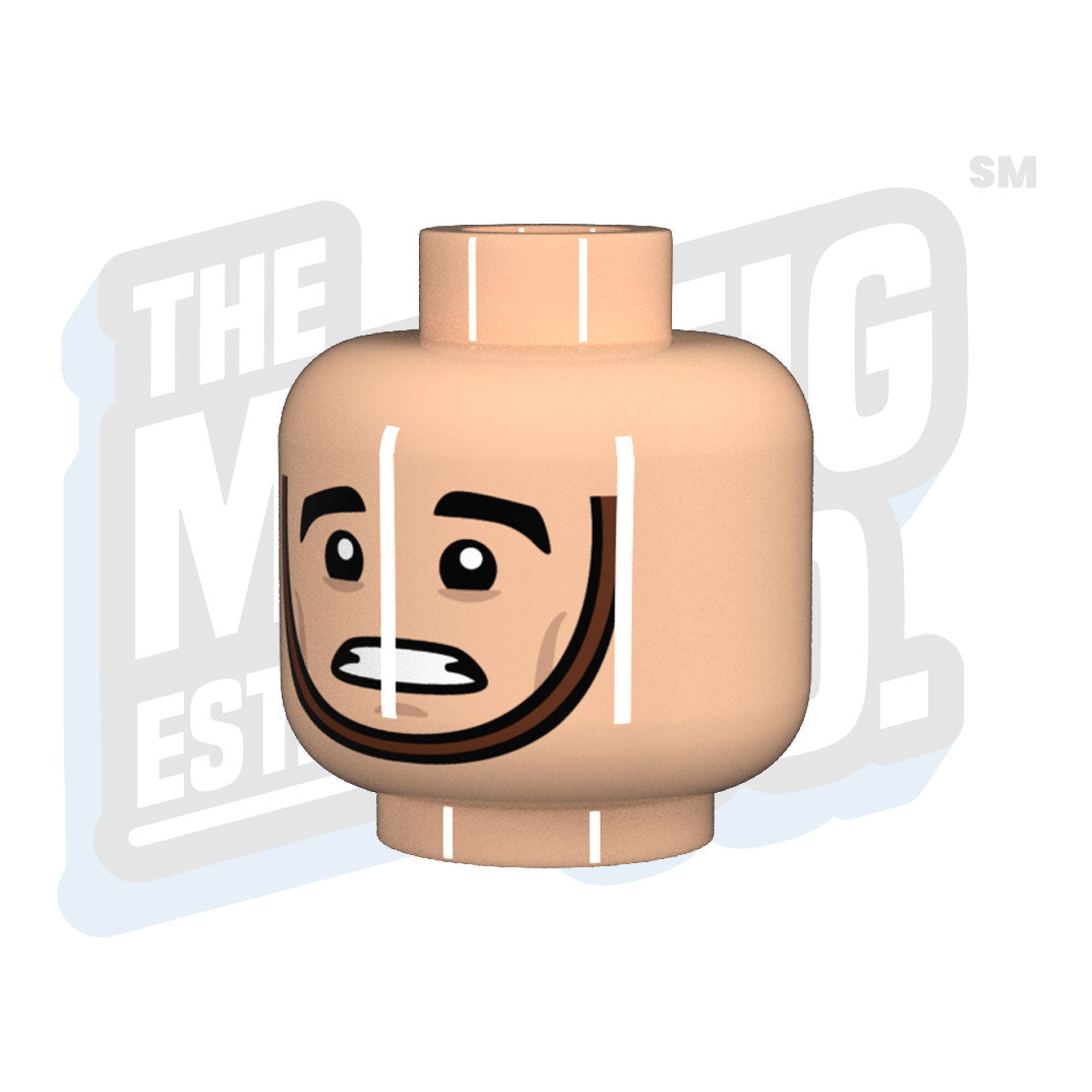 Worried Chinstrap Head (Lt. Flesh) - The Minifig Co.